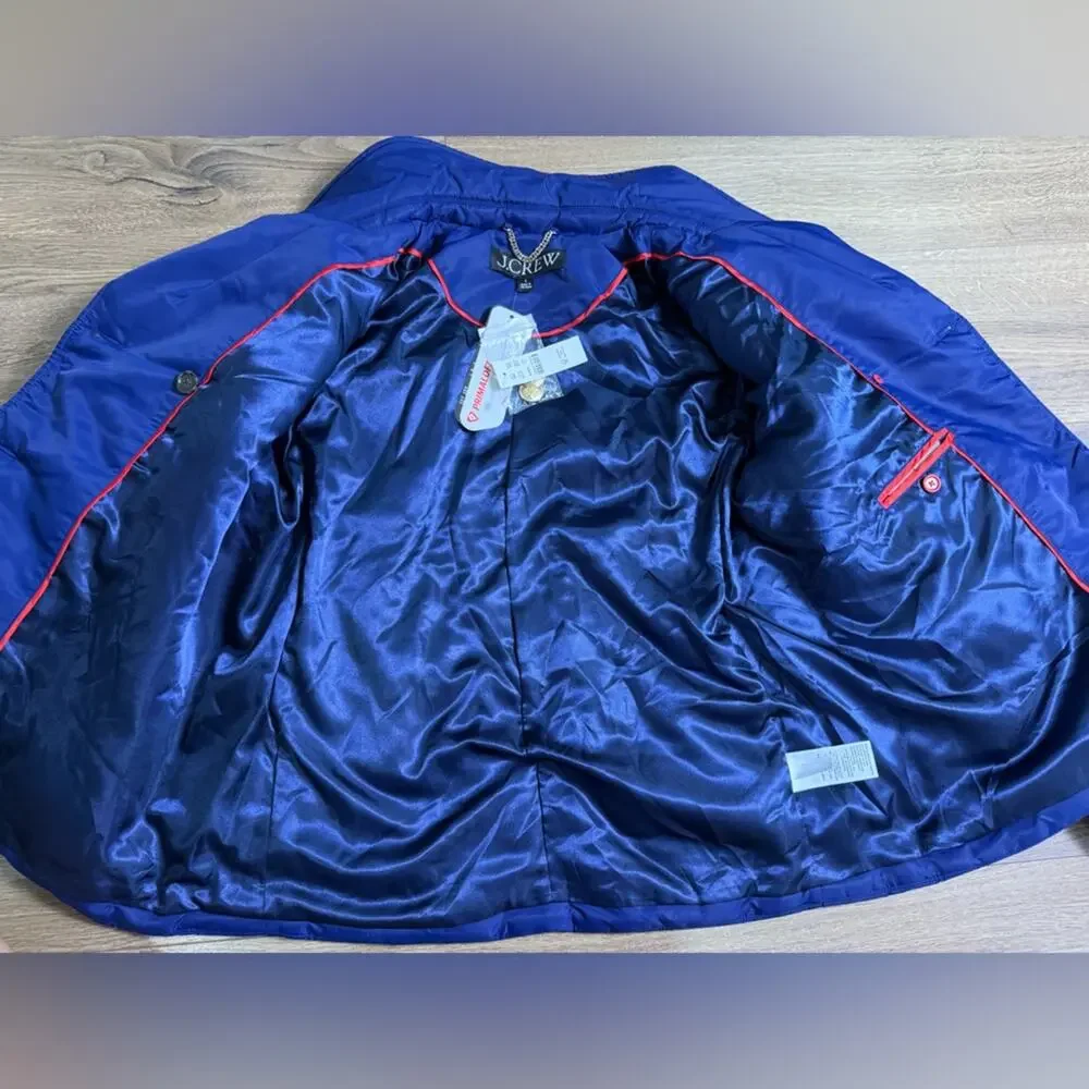 NWT J. Crew Peacoat Puffer Jacket In Lightweight Shiny Nylon Blue Size Small - Picture 11 of 12